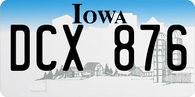 IA license plate DCX876