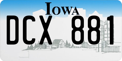 IA license plate DCX881