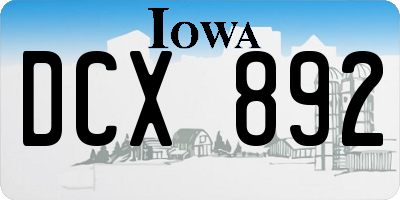 IA license plate DCX892
