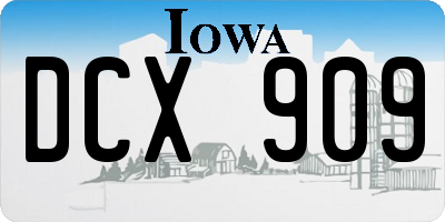 IA license plate DCX909