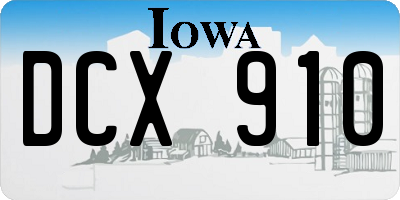 IA license plate DCX910