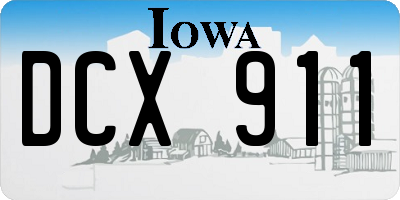 IA license plate DCX911