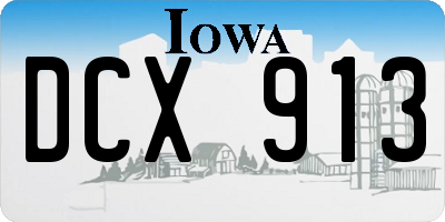 IA license plate DCX913
