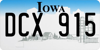 IA license plate DCX915