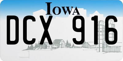 IA license plate DCX916