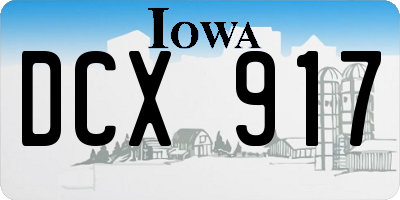 IA license plate DCX917