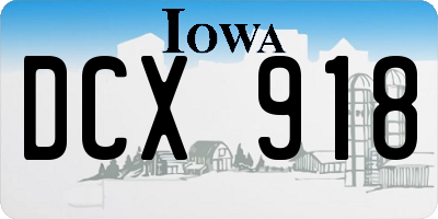 IA license plate DCX918