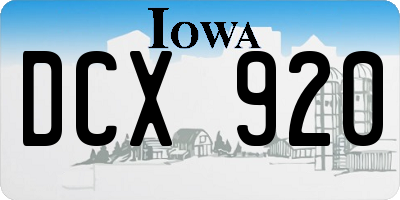 IA license plate DCX920