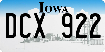 IA license plate DCX922