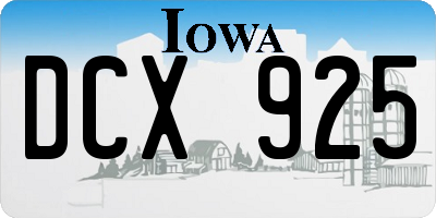 IA license plate DCX925