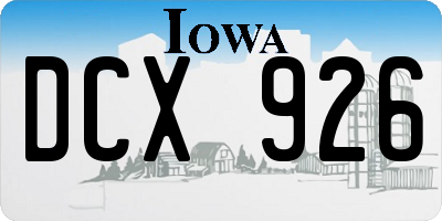 IA license plate DCX926