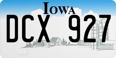 IA license plate DCX927