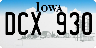 IA license plate DCX930