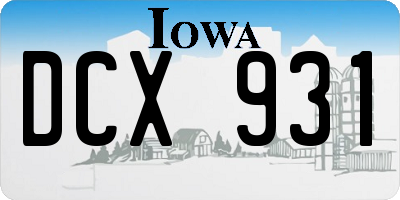 IA license plate DCX931
