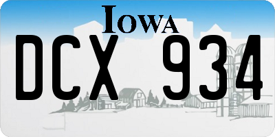 IA license plate DCX934