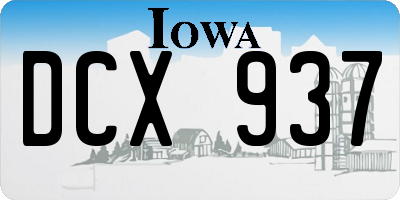 IA license plate DCX937