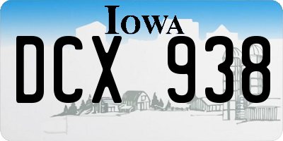 IA license plate DCX938