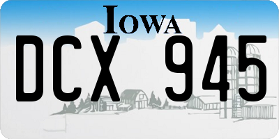 IA license plate DCX945