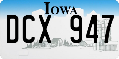 IA license plate DCX947