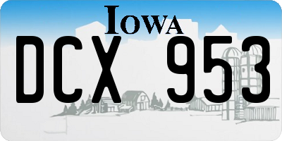 IA license plate DCX953