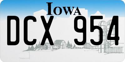 IA license plate DCX954