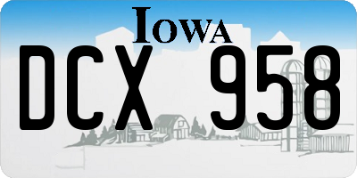 IA license plate DCX958