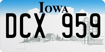 IA license plate DCX959