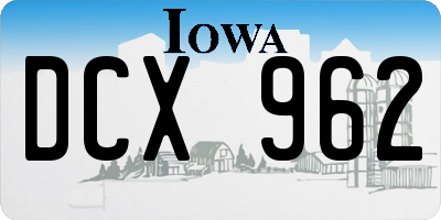 IA license plate DCX962