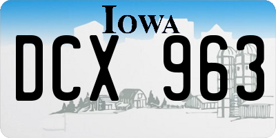 IA license plate DCX963