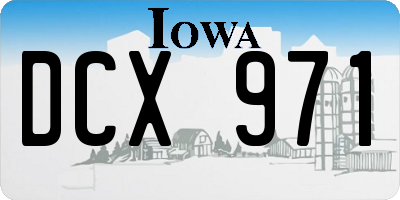 IA license plate DCX971