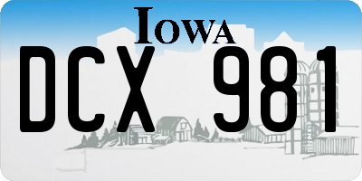 IA license plate DCX981