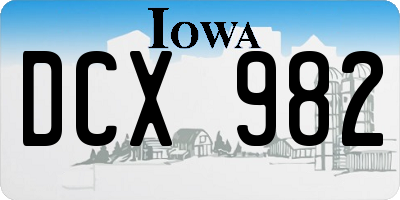 IA license plate DCX982