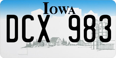 IA license plate DCX983