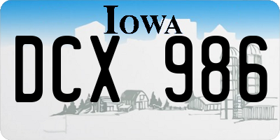 IA license plate DCX986