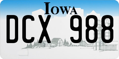 IA license plate DCX988