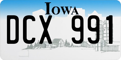 IA license plate DCX991