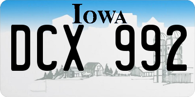 IA license plate DCX992
