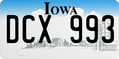 IA license plate DCX993