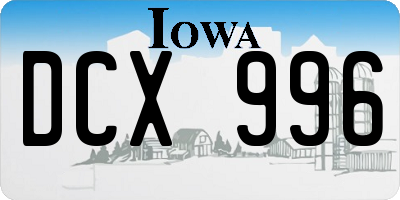 IA license plate DCX996
