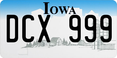 IA license plate DCX999