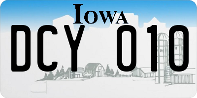 IA license plate DCY010