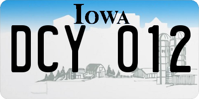 IA license plate DCY012