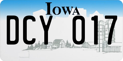 IA license plate DCY017