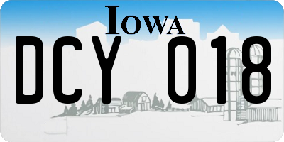 IA license plate DCY018