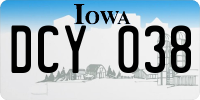 IA license plate DCY038