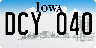 IA license plate DCY040