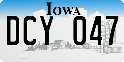 IA license plate DCY047