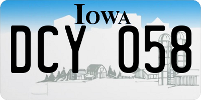 IA license plate DCY058