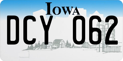 IA license plate DCY062