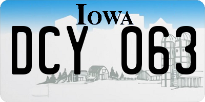 IA license plate DCY063